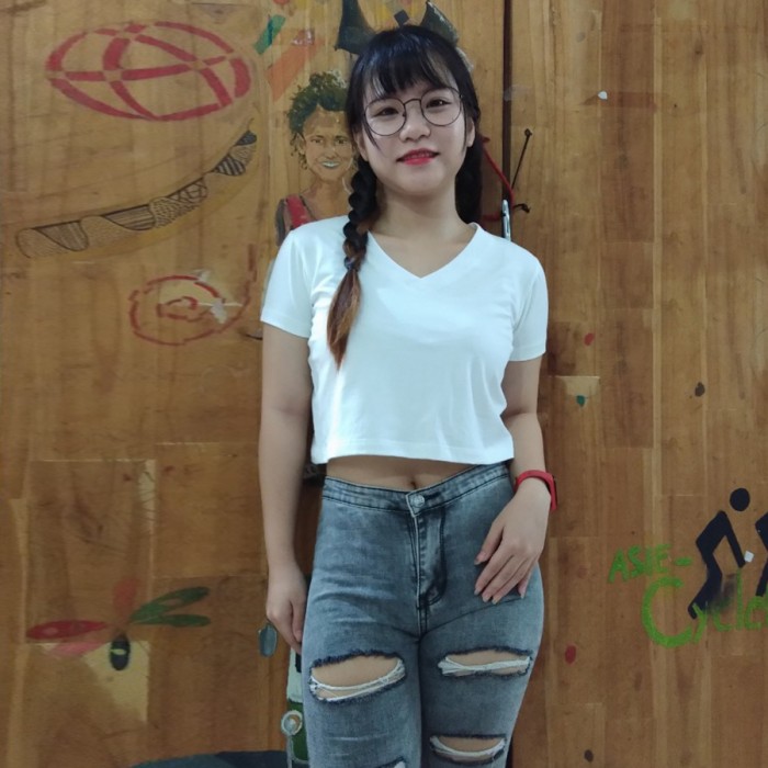 V neck crop top tee, 100% cotton, soft and nice 
