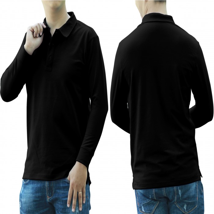 Black long sleeves man polo shirt 