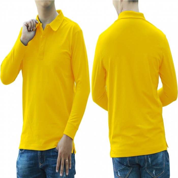 Yellow long sleeves man polo shirt 