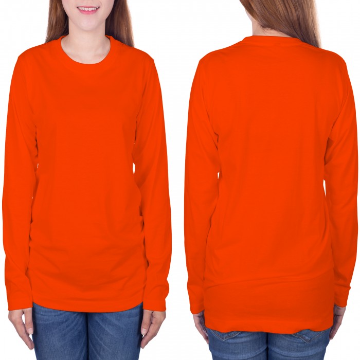 Orange long sleeves woman t-shirt 