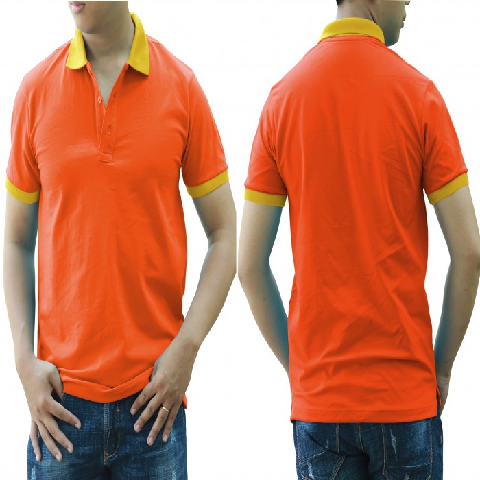 Orange yellow mixed man polo shirt 