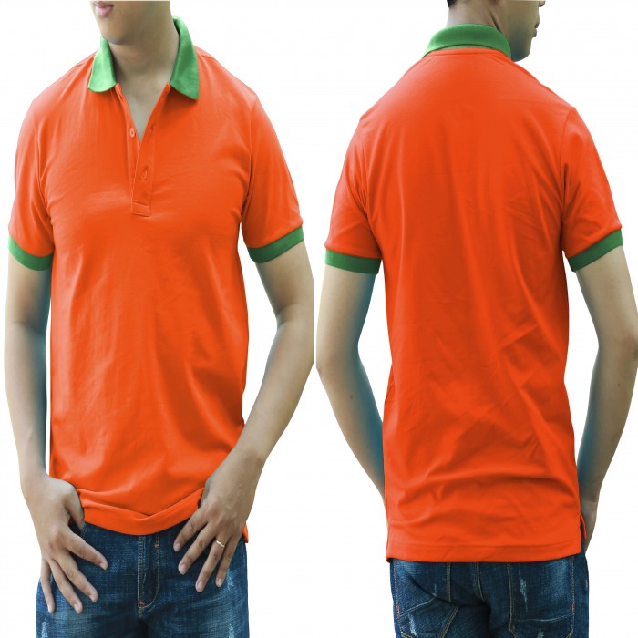 Orange green mixed man polo shirt 