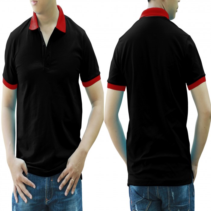 Black red mixed man polo shirt 