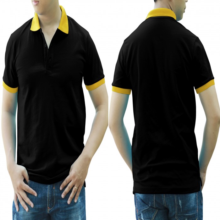 Black yellow mixed man polo shirt 