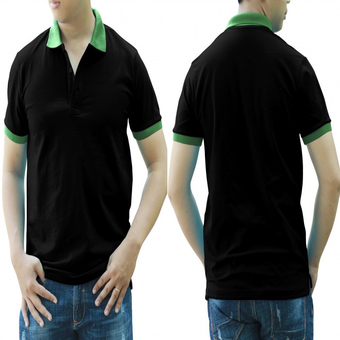 Black green mixed man polo shirt 