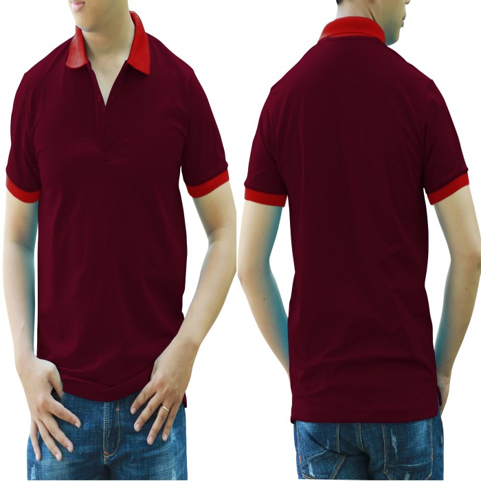 Dark red and red mixed man polo shirt 