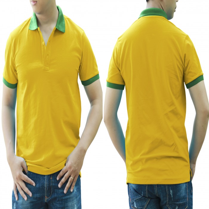 Yellow green mixed man polo shirt 