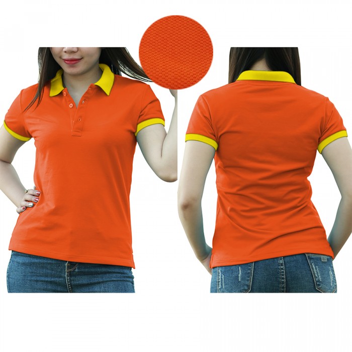 Orange yellow mixed woman polo shirt 