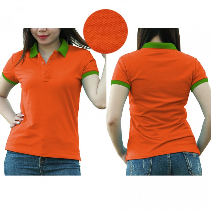 Orange green mixed woman polo shirt 