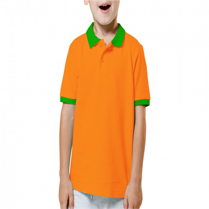 Orange green mixed children polo shirt 