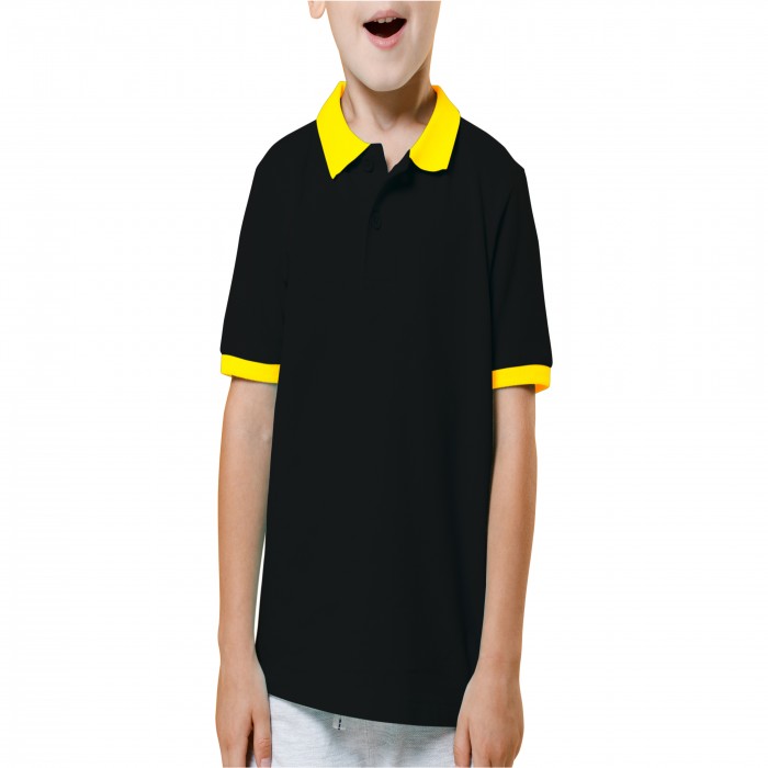 Black yellow mixed children polo shirt 