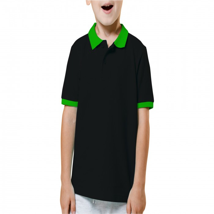 Black green mixed children polo shirt 