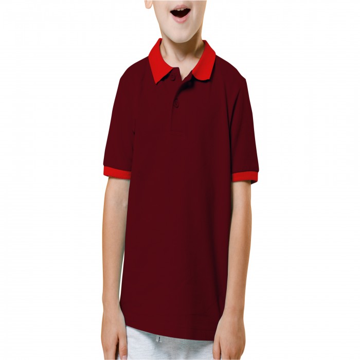 Dark red and red mixed children polo shirt 
