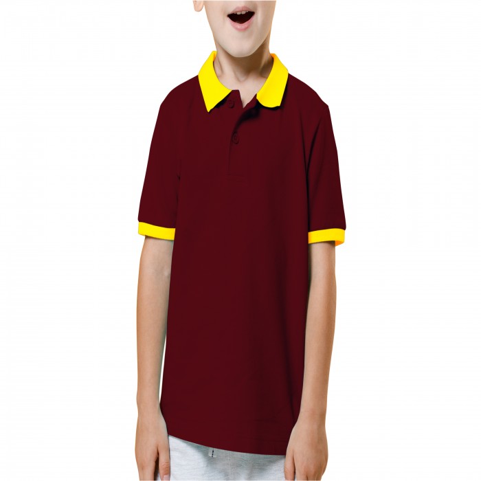 Dark red and yellow mixed children polo shirt 