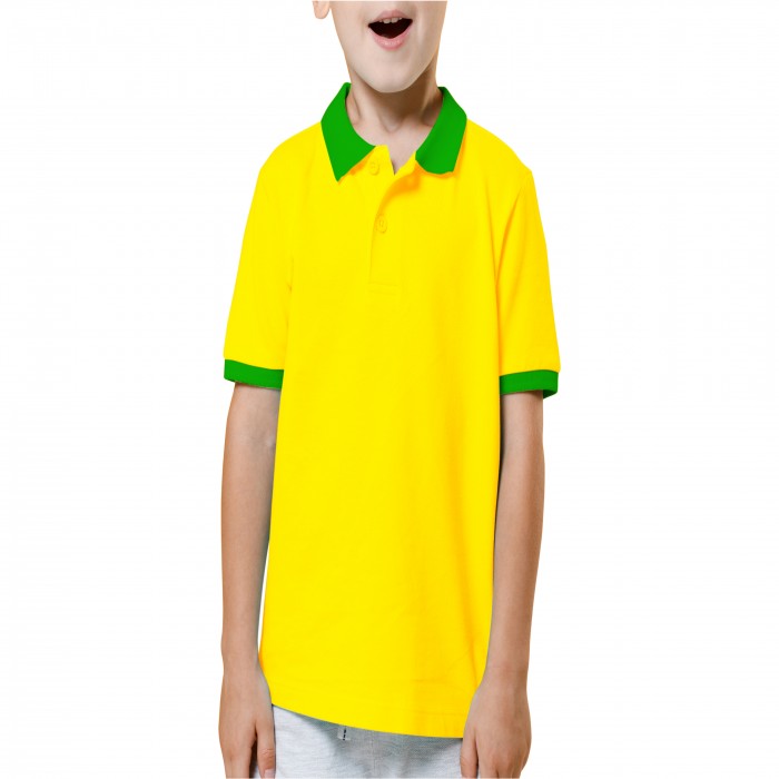 Yellow green mixed children polo shirt 