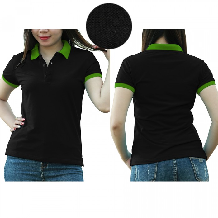Black green mixed woman polo shirt delivers during 1 hour