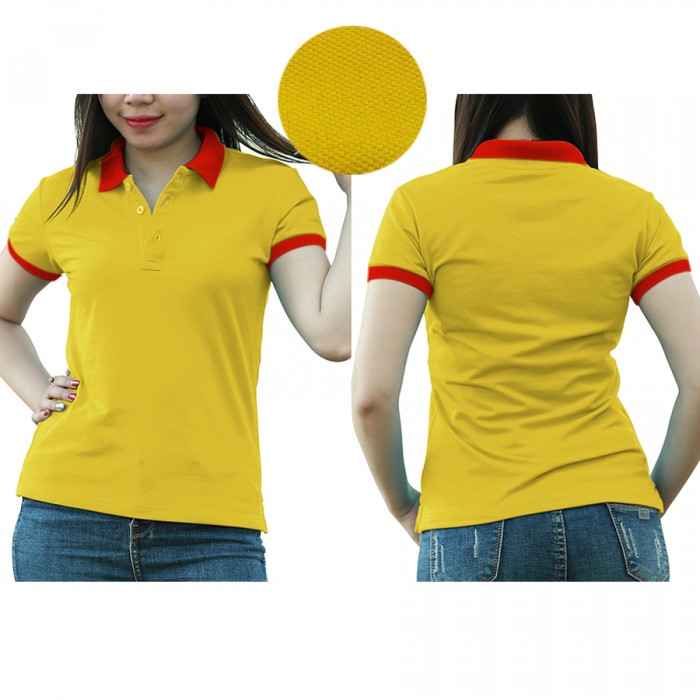 Yellow red mixed woman polo shirt delivers during 1 hour