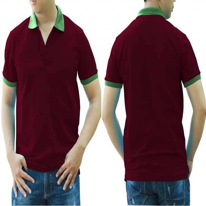 Dark red and green mixed man polo shirt delivers during 1 hour