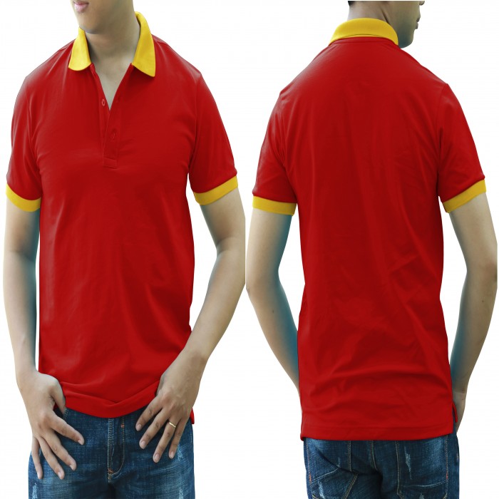 Red yellow mixed man polo shirt delivers during 1 hour