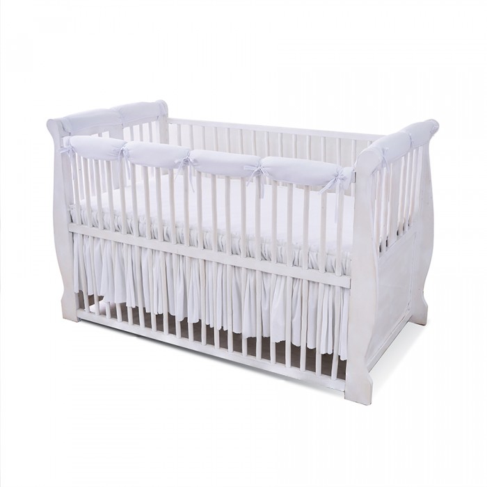 Lulovn Crib Rail Covers For Teething, Cotton Fabric, White
