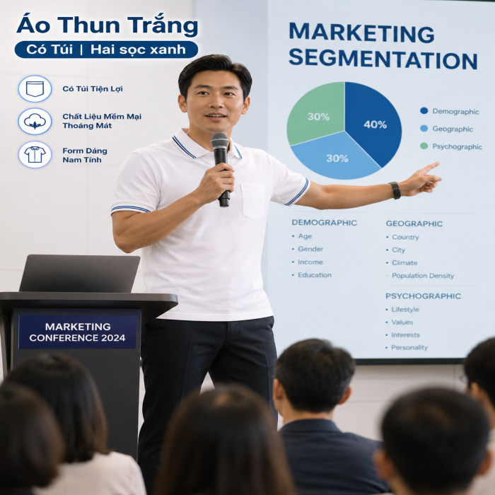 Áo Thun Phối | Trắng | Nam | Có Túi | Vải Cá Sấu