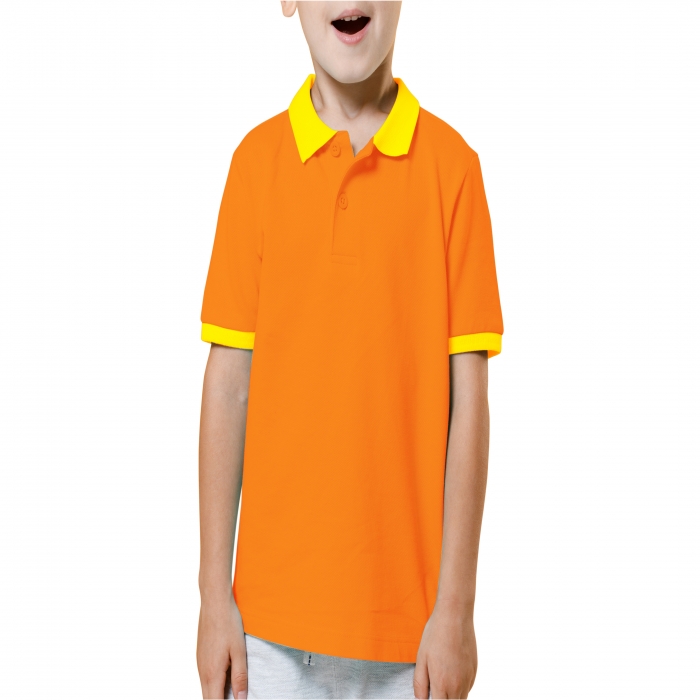 Orange green mixed children polo shirt  - 2