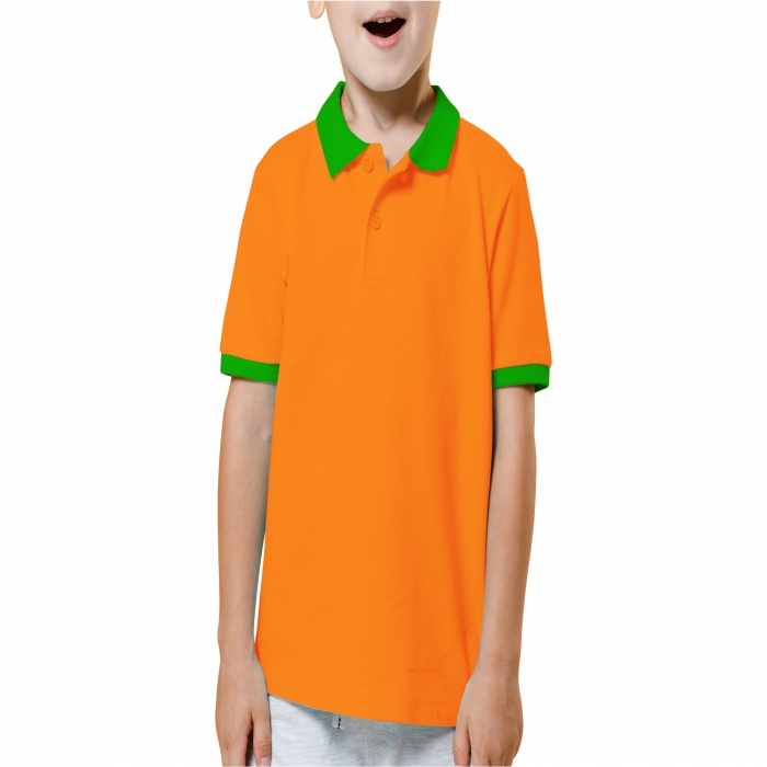 Dark red and green mixed children polo shirt  - 3