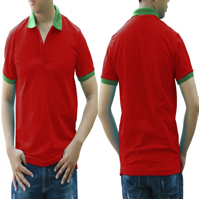 Orange green mixed man polo shirt  - 10