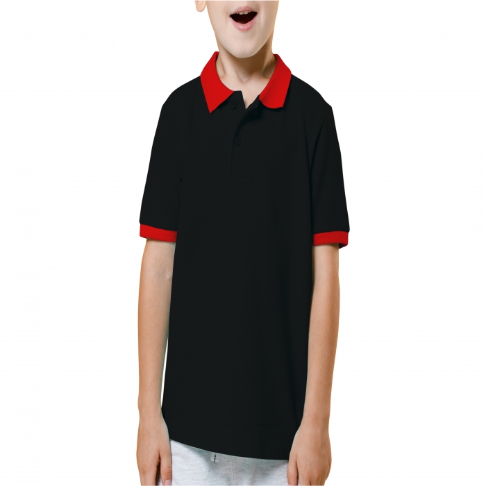 Black red mixed children polo shirt  - 4