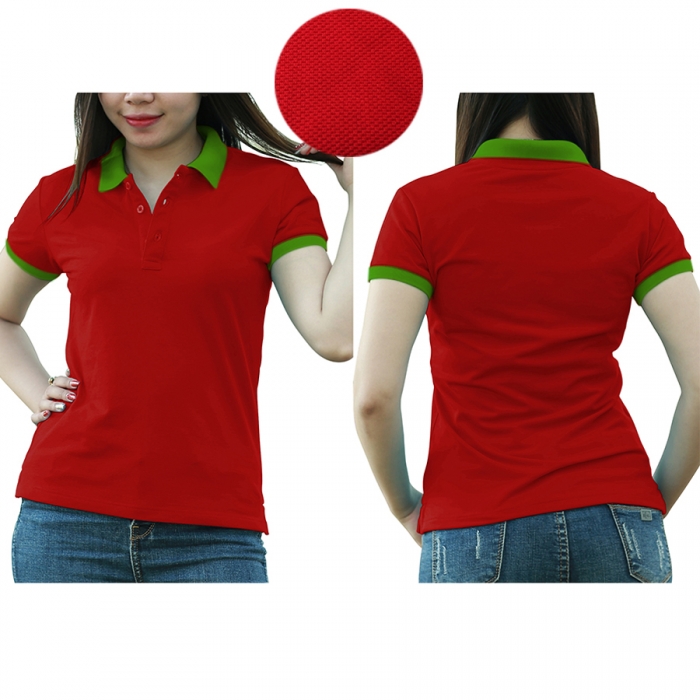 Navy blue red mixed woman polo shirt  - 8