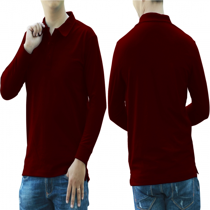 Red long sleeves man polo shirt  - 4
