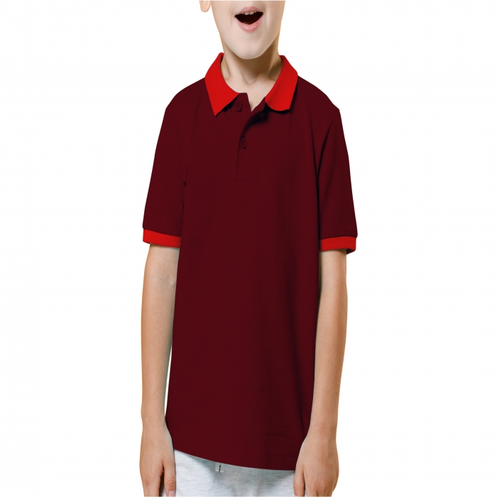 Dark red and green mixed children polo shirt  - 7