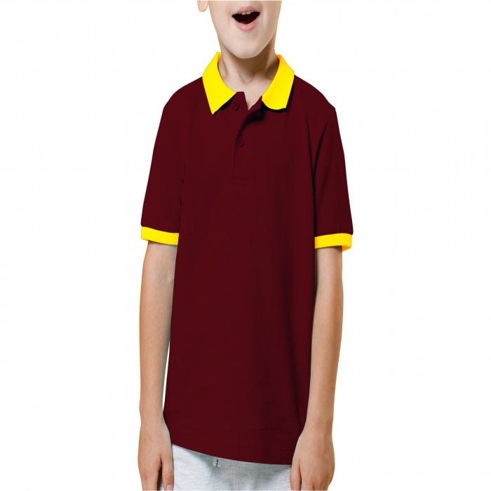 Dark red and red mixed children polo shirt  - 7