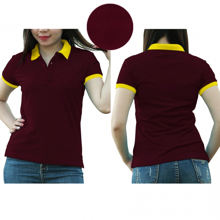 Dark red and red mixed woman polo shirt  - 9