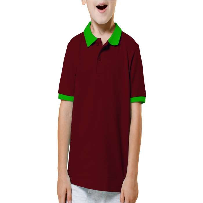 Dark red and red mixed children polo shirt  - 8