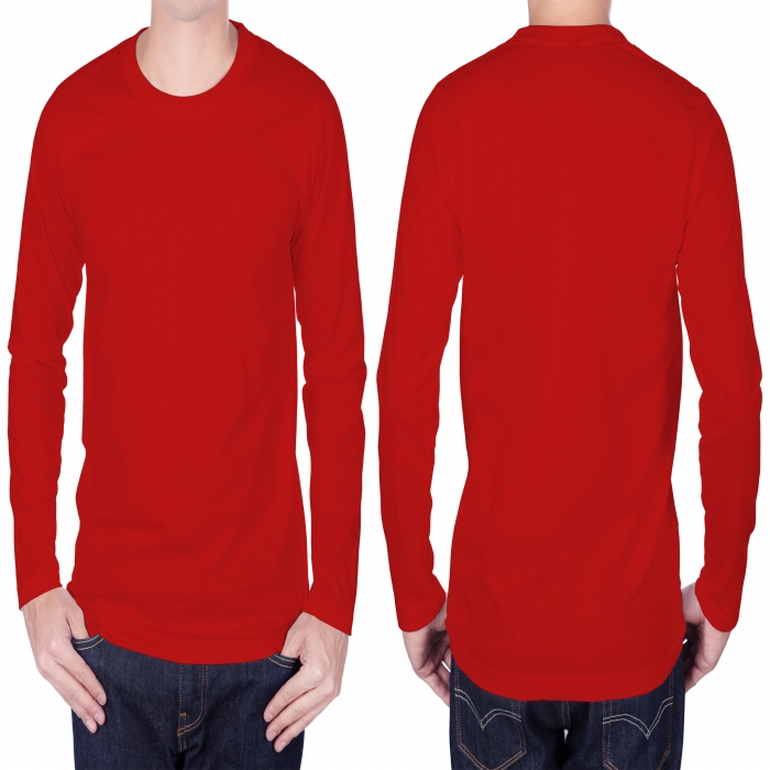Dark red long sleeves man t-shirt  - 4