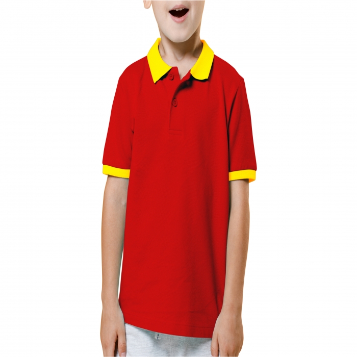 Dark red and red mixed children polo shirt  - 9