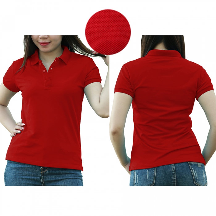 Dark red woman polo shirt  - 4