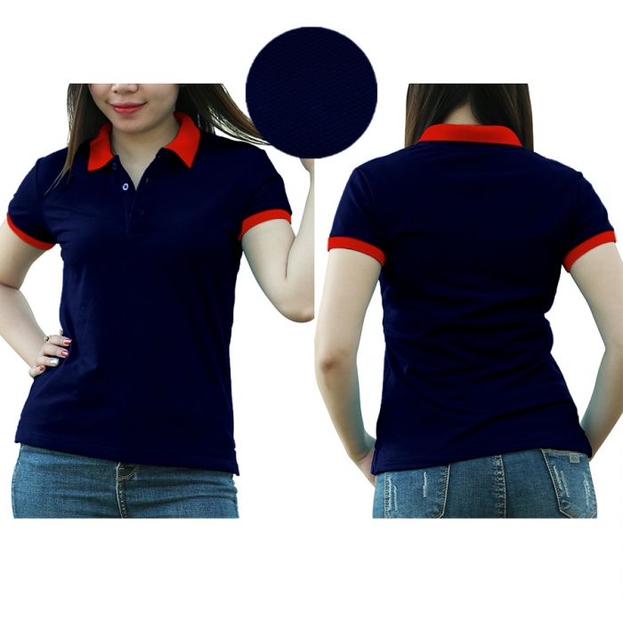 Dark red and red mixed woman polo shirt  - 11