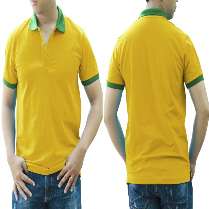 Orange green mixed man polo shirt  - 15