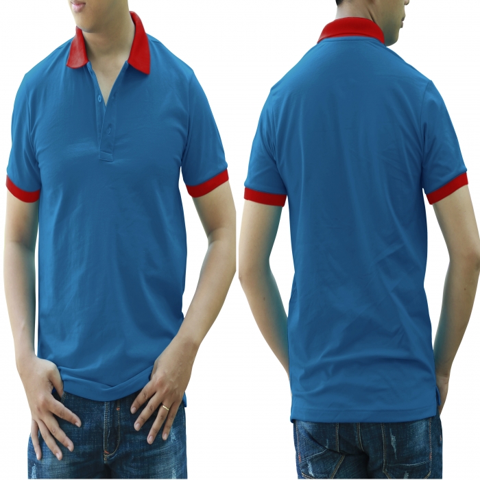 Navy blue red mixed man polo shirt  - 16