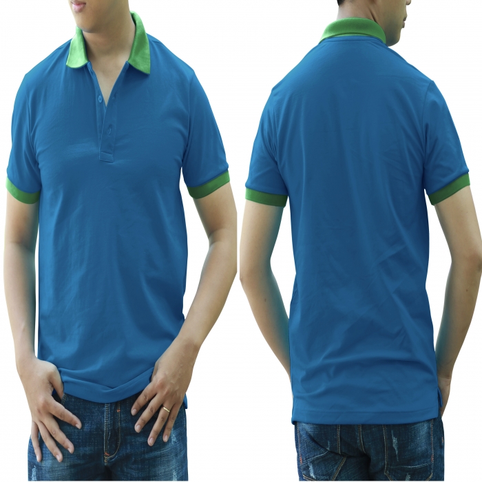 Navy blue green mixed man polo shirt  - 18