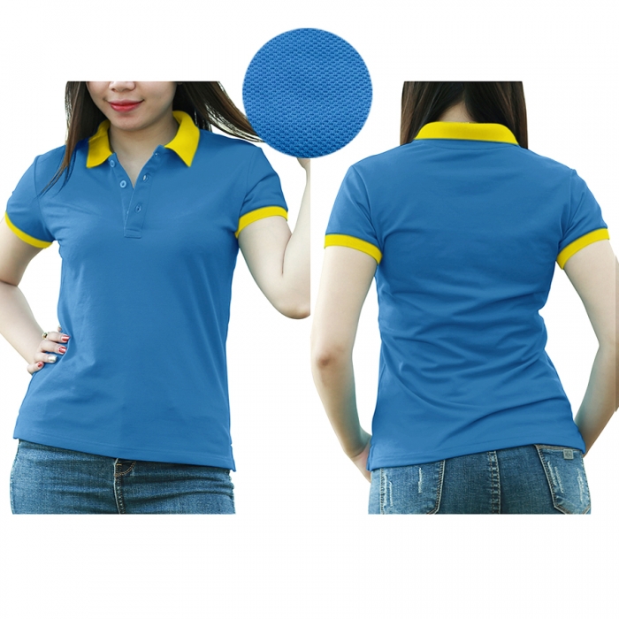 Navy blue yellow mixed woman polo shirt  - 17