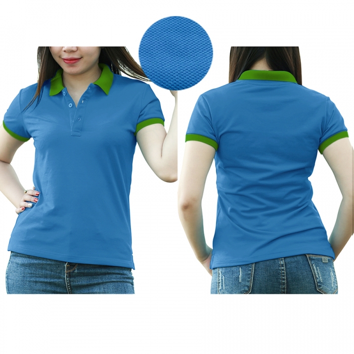 Navy blue green mixed woman polo shirt  - 18