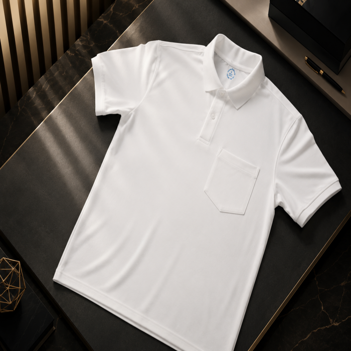 Blank Polo Shirt | White | Pocket | Men  - 2