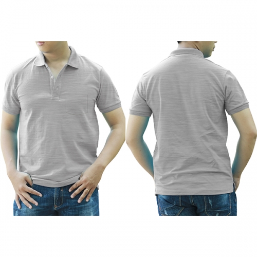 Polo shirt with pocket - Grey melange