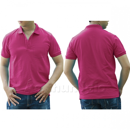 Polo shirt with pocket - Deep pink